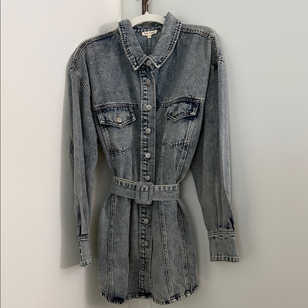 Long Sleeve Women's Denim Belted Jacket
